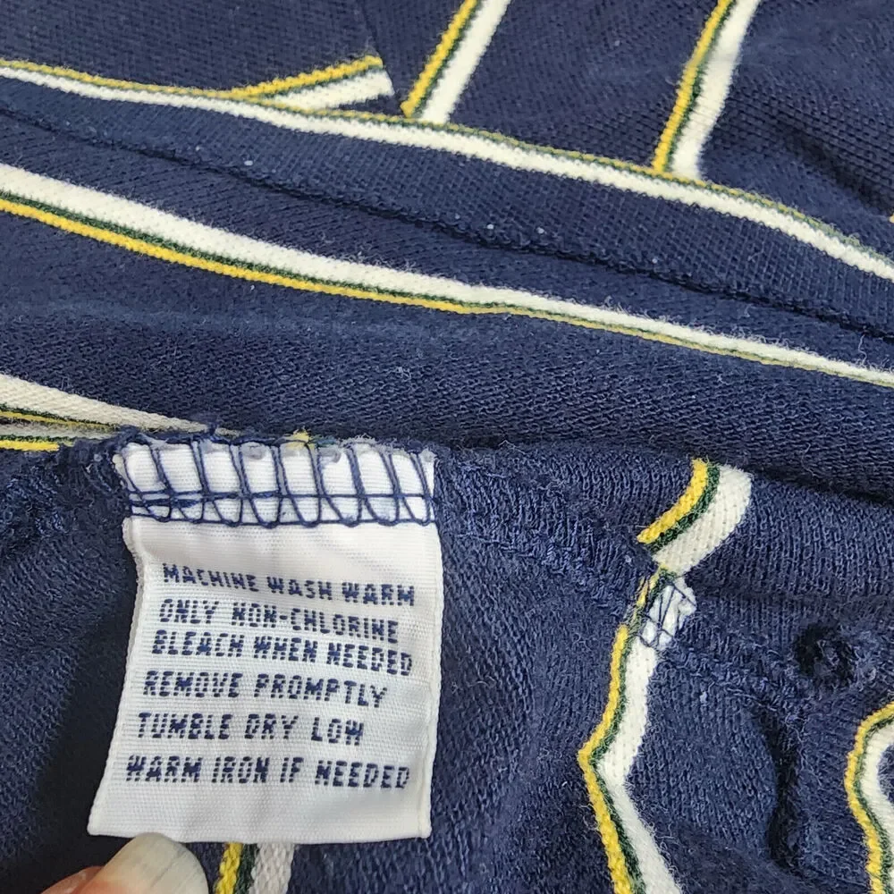 Ralph Lauren Polo Blue and Yellow striped Short Sleeve Pull Over Men's Sz XL‎